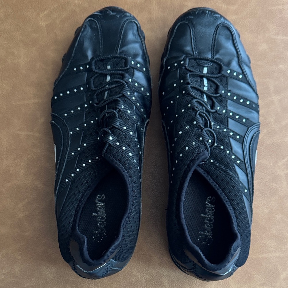 Skechers Black Athletic Shoes with White Accents